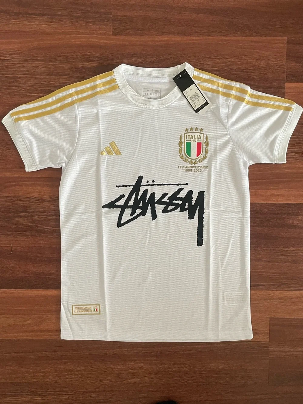 adidas White Athletic Mesh Crewneck Tee - Picture 1 of 3